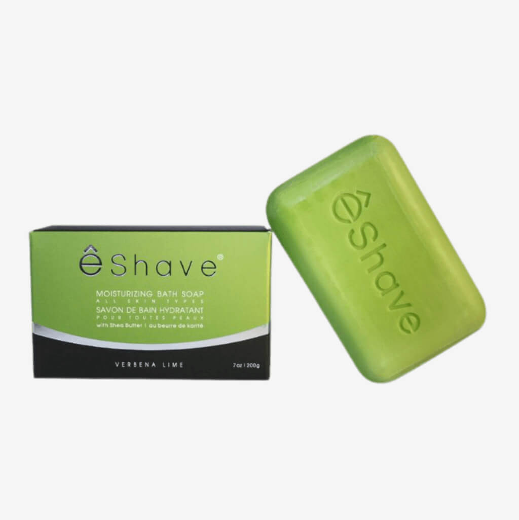 eShave Moisturizing Bath Soap, Verbena Lime offers up a traditional lime scent infused in a highly hydrating shower and bath cleanser. Because of its pure vegetable base, this chunky men’s bath bar cleans and moisturizes without the irritation of parabens and sulfates. Made in Provence, the leaf green soap is triple milled, a process that ensures an exceptionally smooth and creamy feel. 