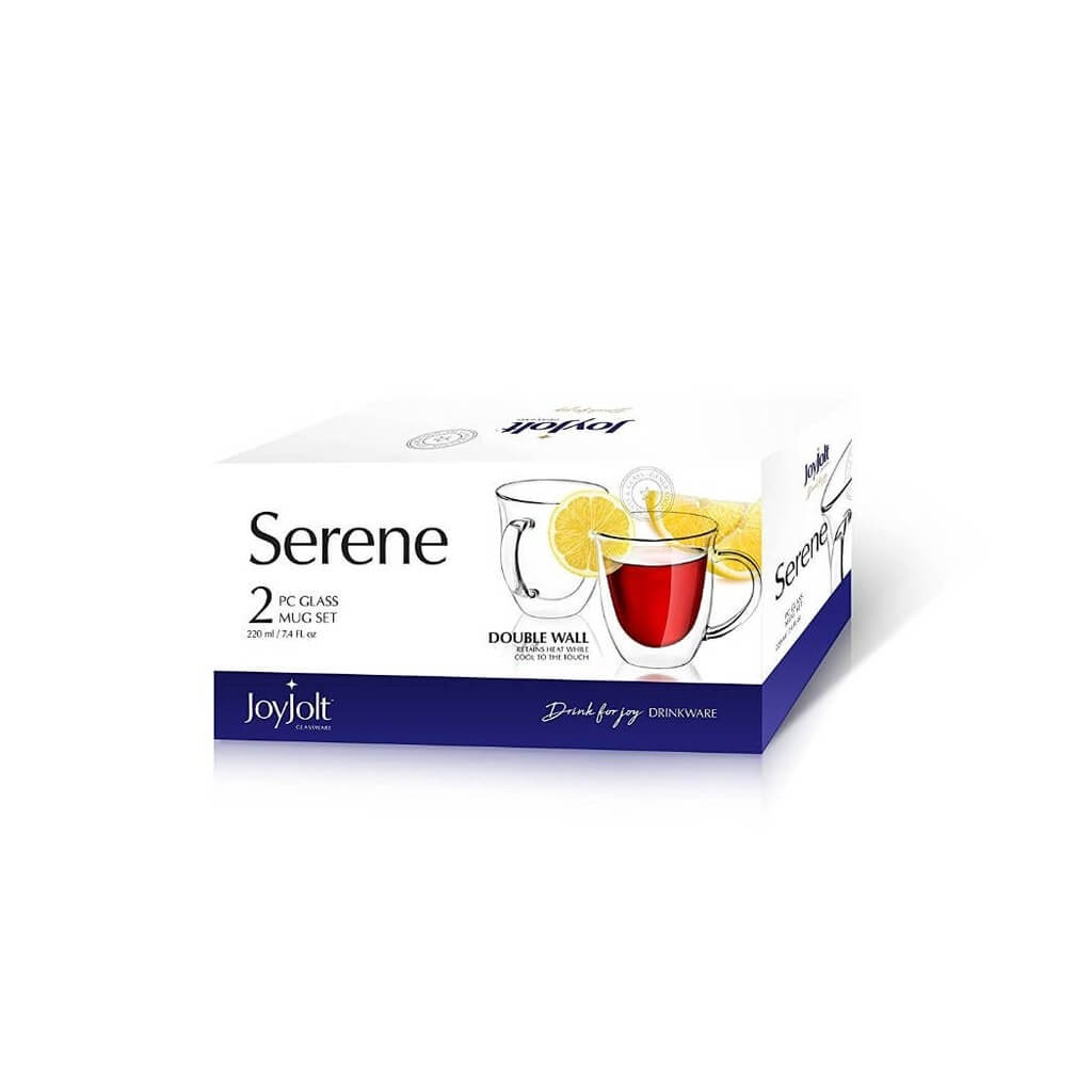 Serene Double Wall Coffee/Tea Glasses, 7.4 Oz Set of 2
