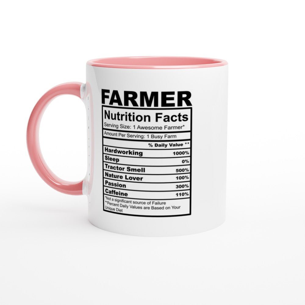 Farmer Nutrition Facts White 11oz Ceramic Mug with Color Inside - The Gifted Man