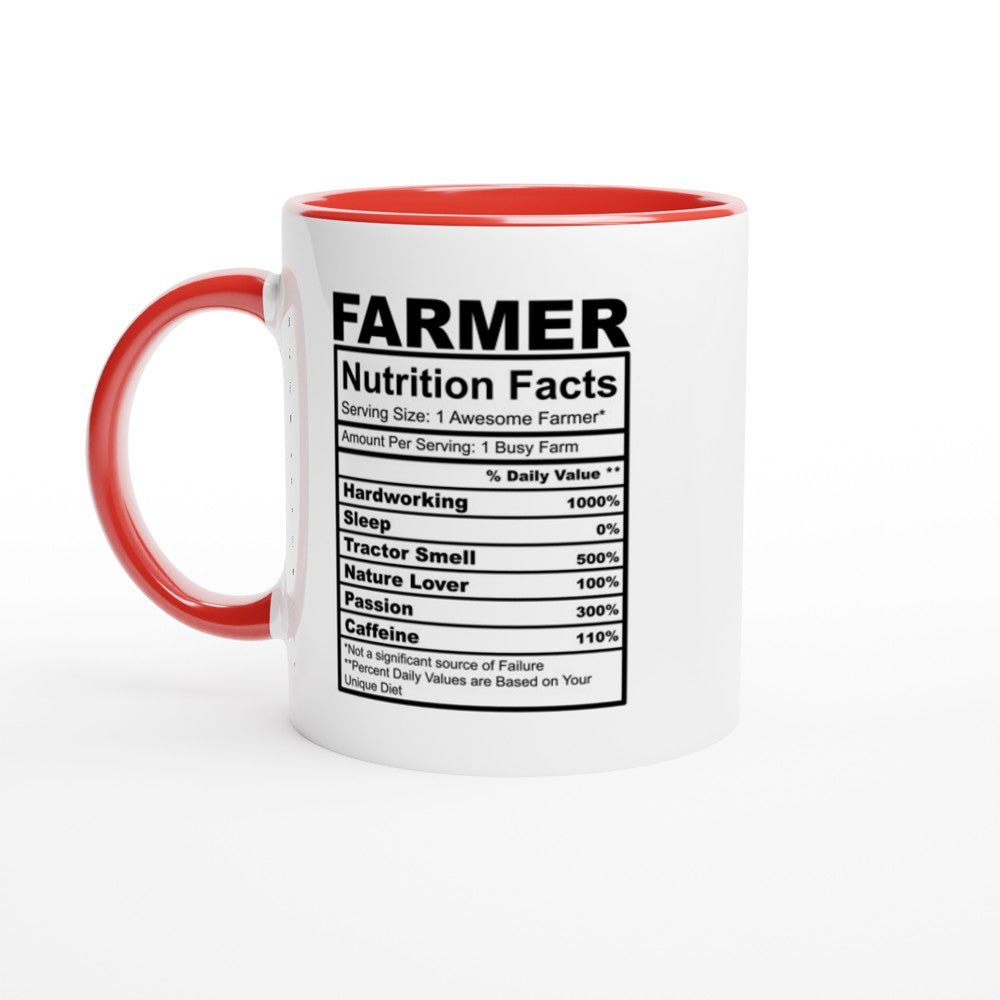 Farmer Nutrition Facts White 11oz Ceramic Mug with Color Inside - The Gifted Man