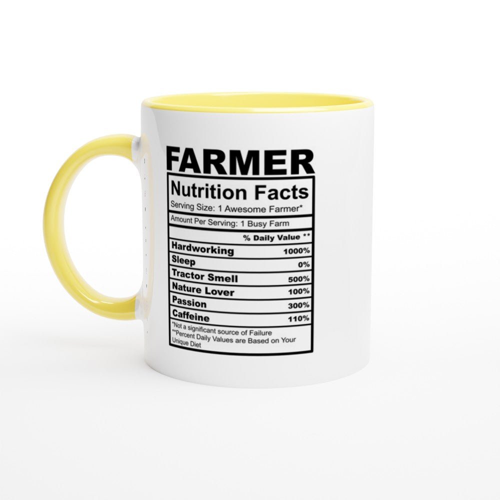 Farmer Nutrition Facts White 11oz Ceramic Mug with Color Inside - The Gifted Man