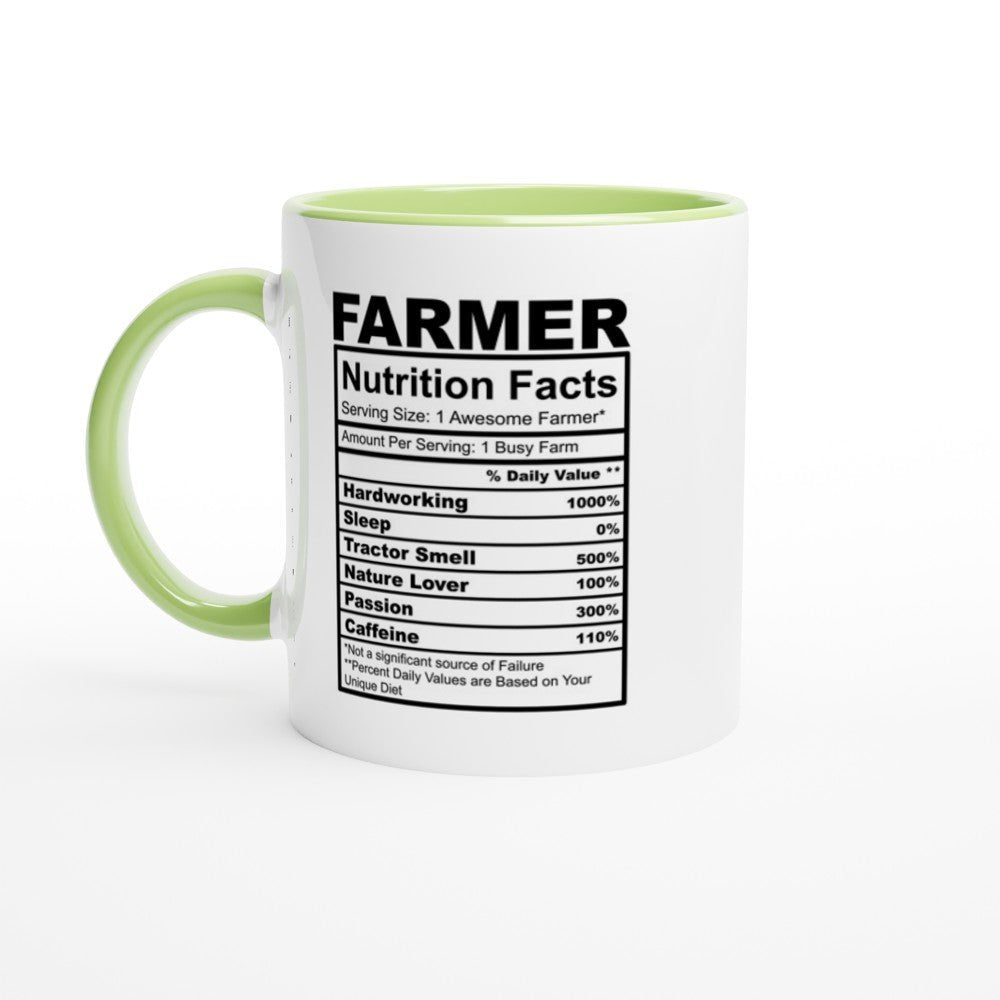 Farmer Nutrition Facts White 11oz Ceramic Mug with Color Inside - The Gifted Man