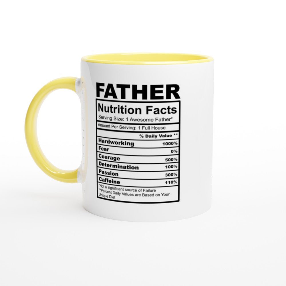 Father Nutrition Facts White 11oz Ceramic Mug with Color Inside - The Gifted Man