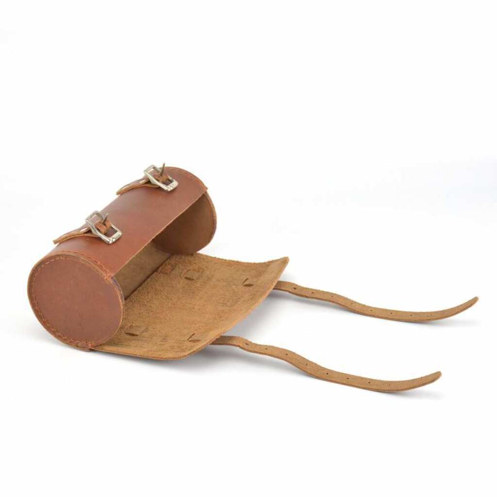 Fausto Leather Bike Saddle Bag, Handlebar – Round Utility Tool Bag - Brown - The Gifted Man