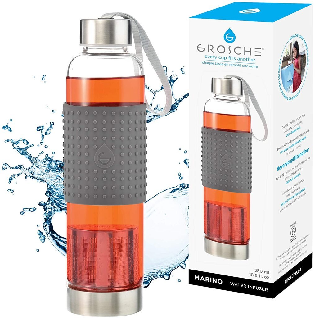 Fruit &amp; Tea Infuser: GROSCHE Marino - Grey, 550ml/18.6 fl. oz - The Gifted Man