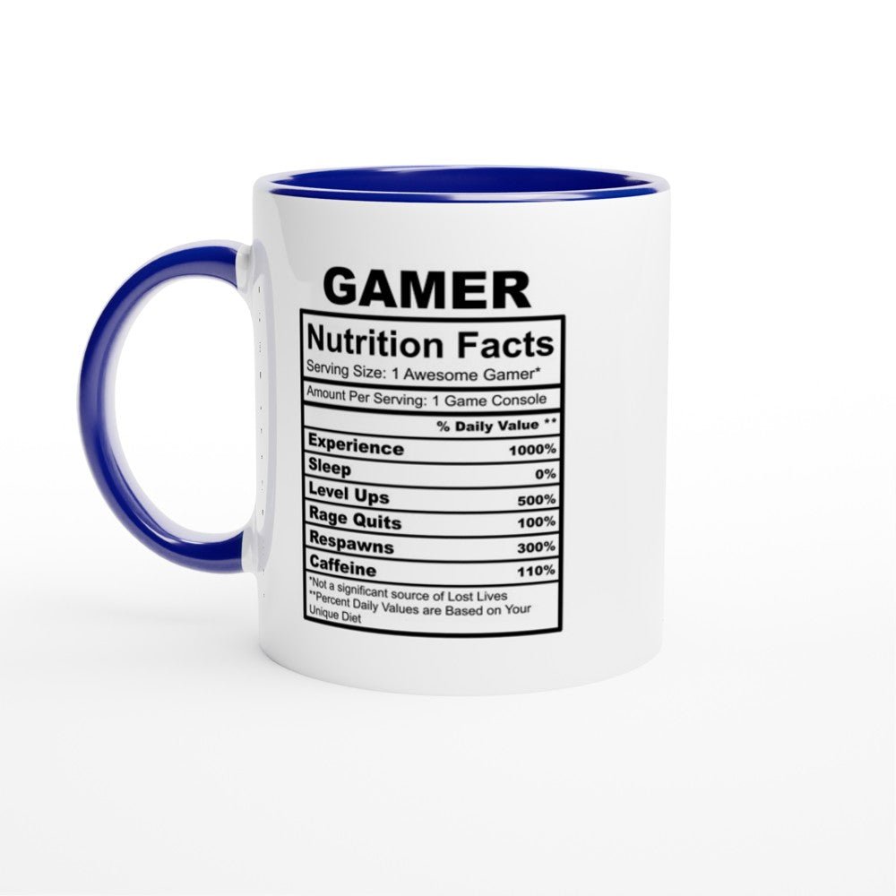 Gamer Nutrition Facts White 11oz Ceramic Mug with Color Inside - The Gifted Man