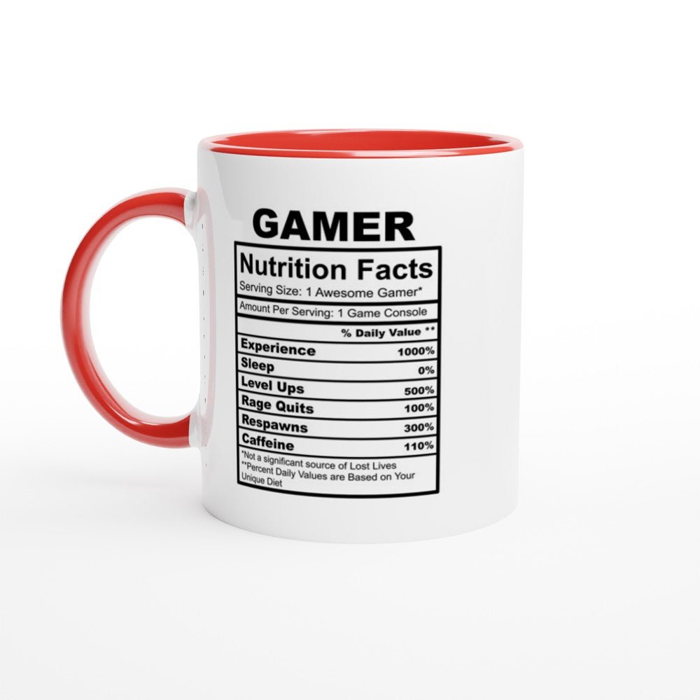 Gamer Nutrition Facts White 11oz Ceramic Mug with Color Inside - The Gifted Man
