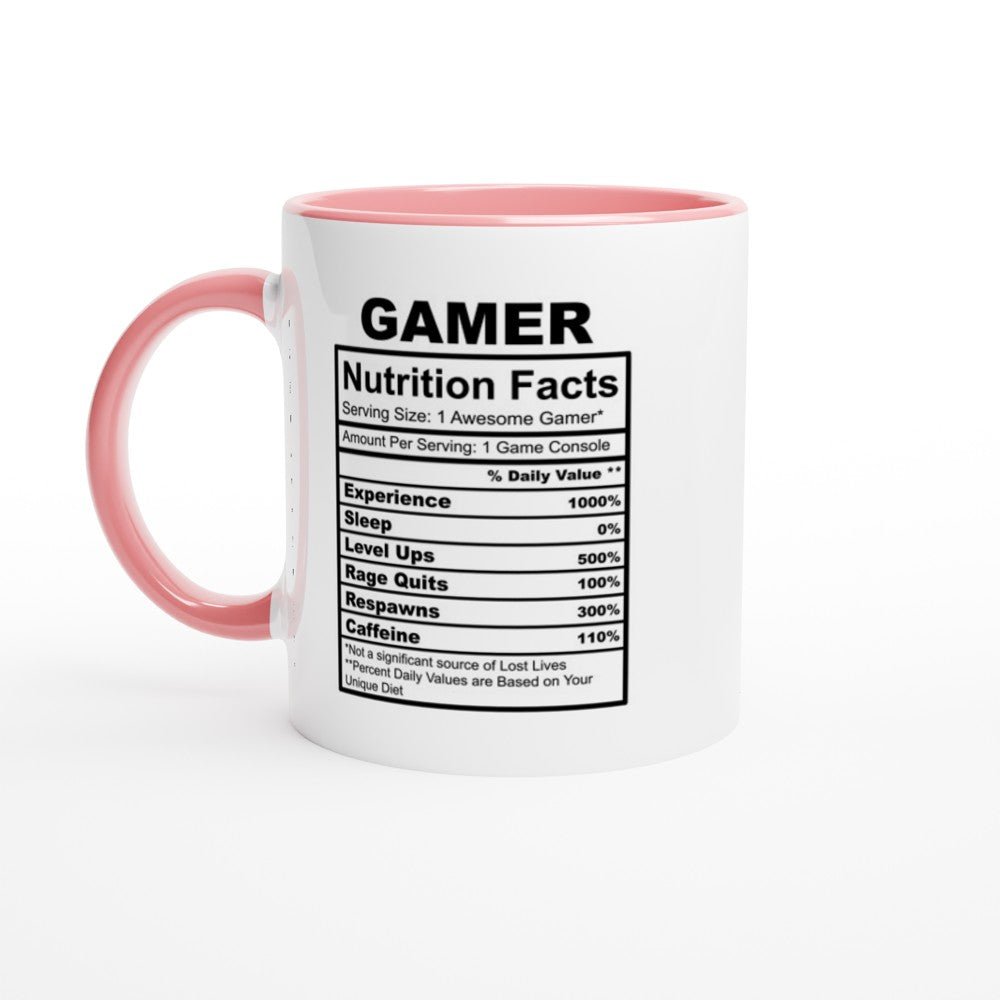 Gamer Nutrition Facts White 11oz Ceramic Mug with Color Inside - The Gifted Man