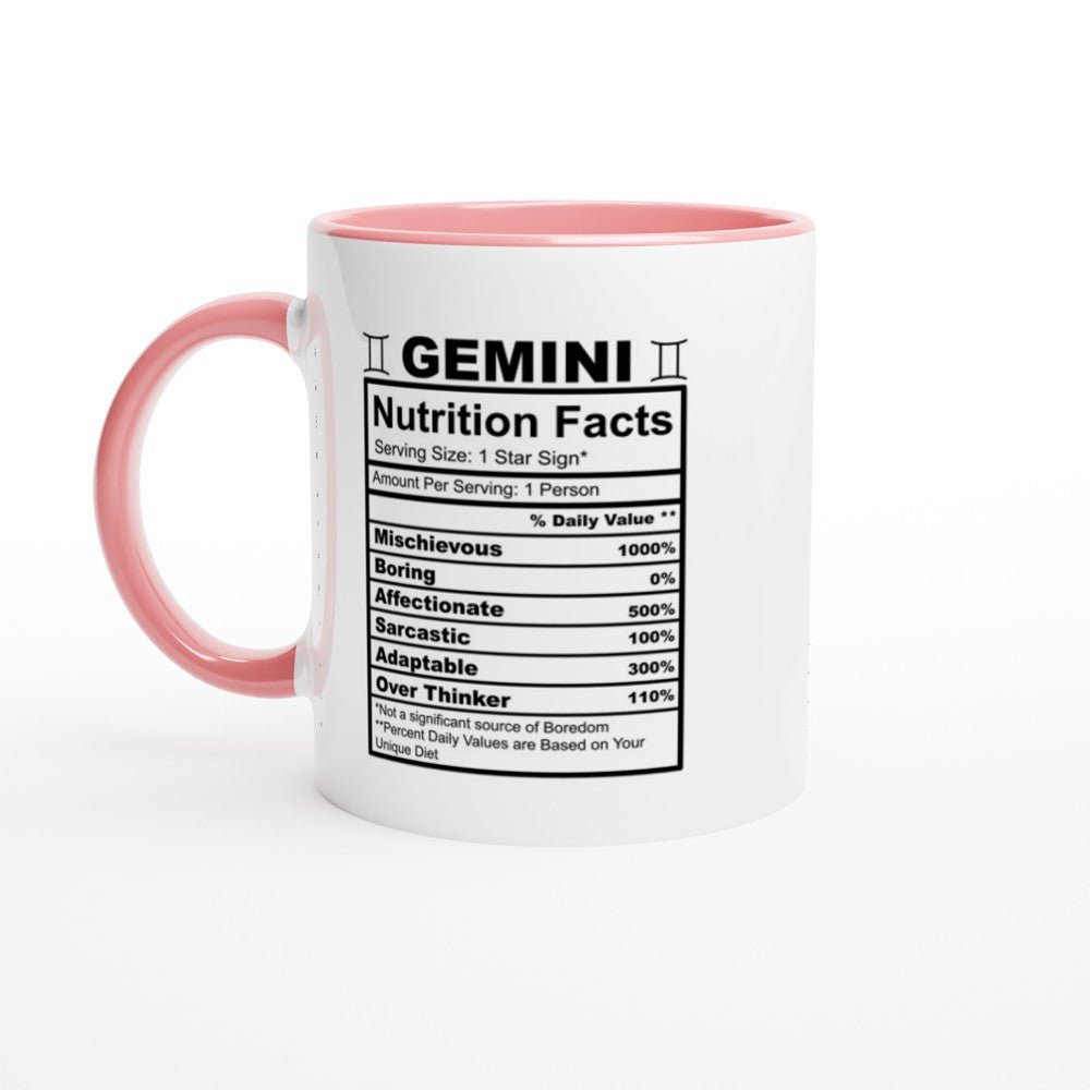 Gemini Nutrition Facts White 11oz Ceramic Mug with Color Inside - The Gifted Man