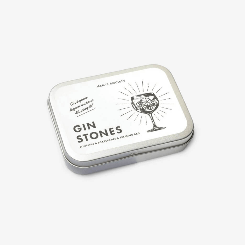Gin stones are a great alternative to ice. Drop them in your vodka, or any tipple, to chill your drink without diluting. Made from soapstone, which harbors less bacteria and fewer impurities than ice. These stones can be reused time and time again, simply wash them, and freeze, before enjoying a nice cool drink. Contains: 6 stones Cotton freezing bag Made in Britain