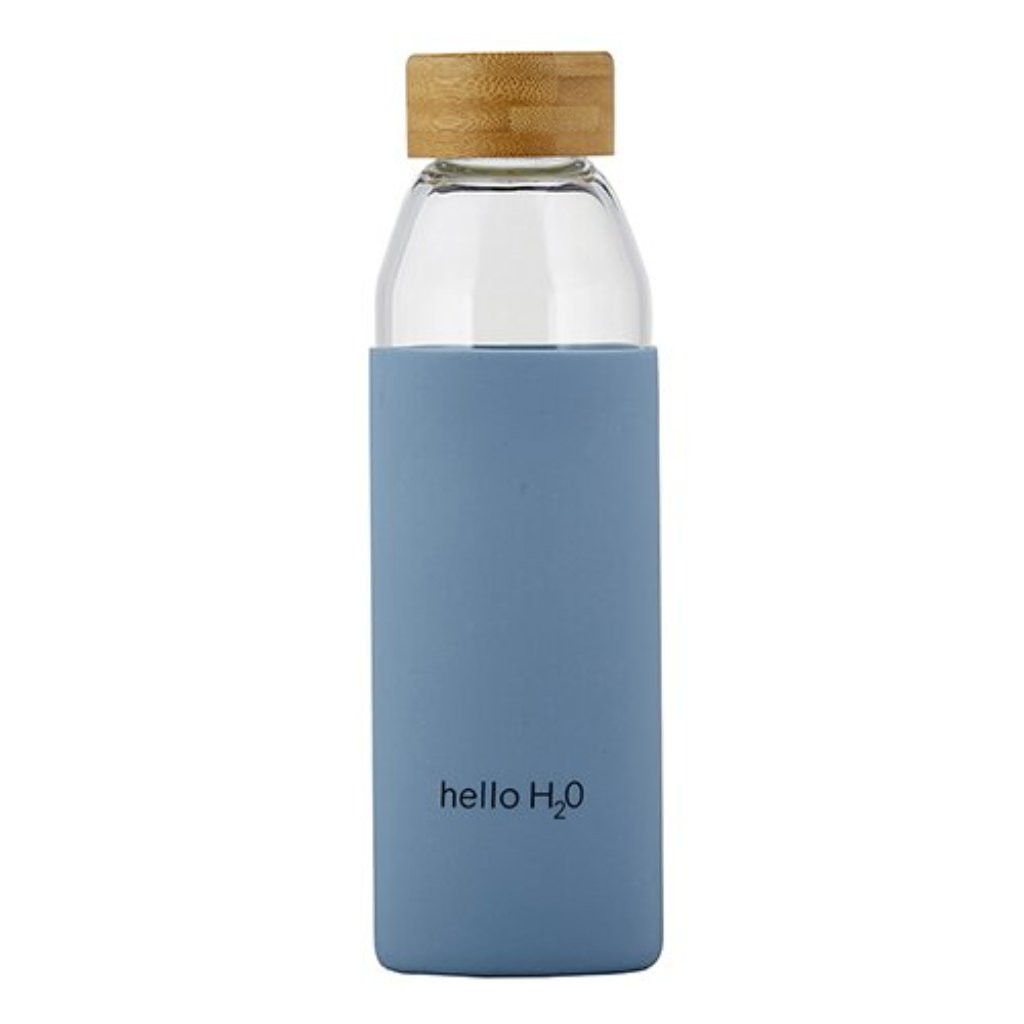 Glass Water Bottle with Bamboo Lid - Hello H20 - The Gifted Man