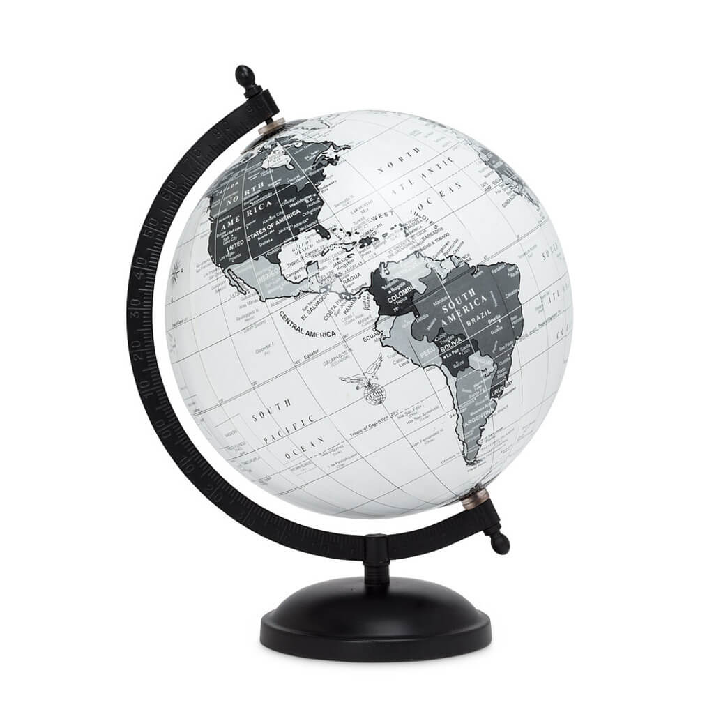 Globe on Stand Black and Grey - The Gifted Man