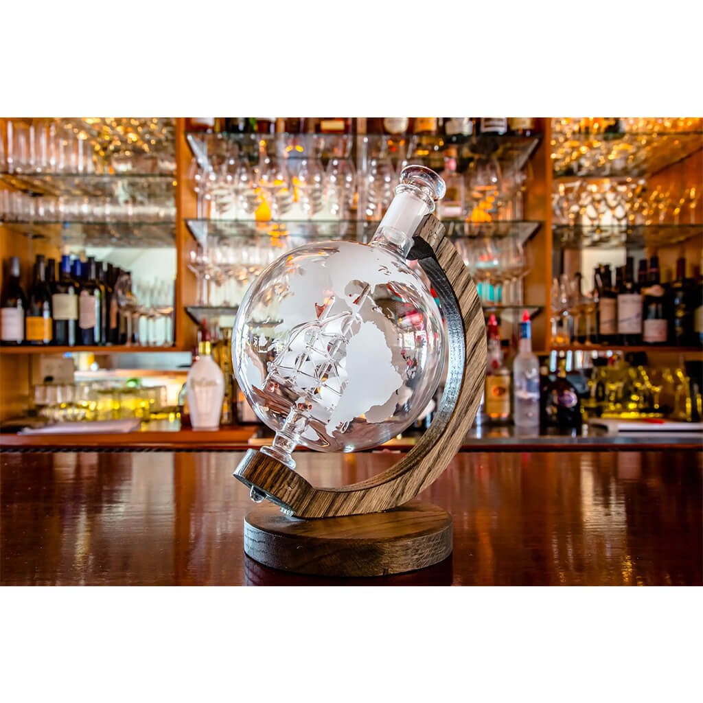 Globe Whiskey Decanter with Ship Inside - The Gifted Man