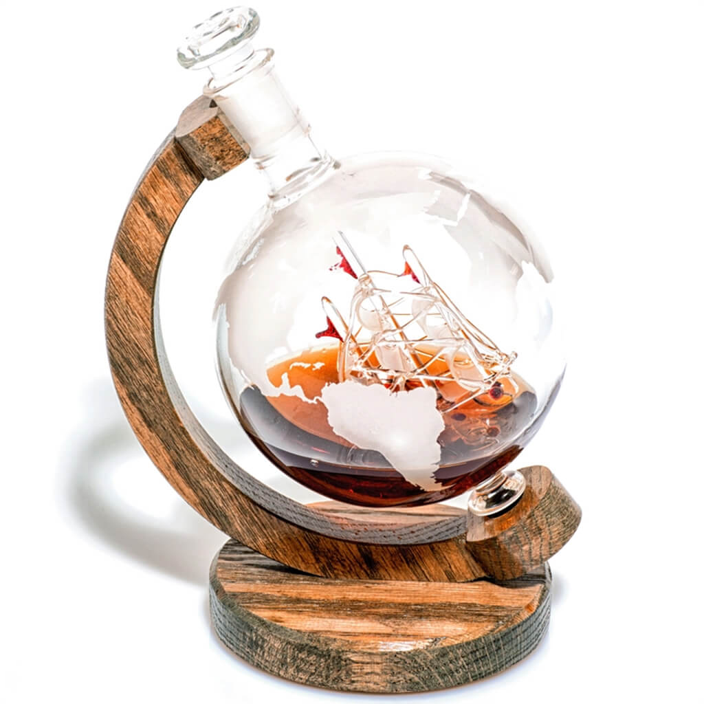 Globe Whiskey Decanter with Ship Inside - The Gifted Man