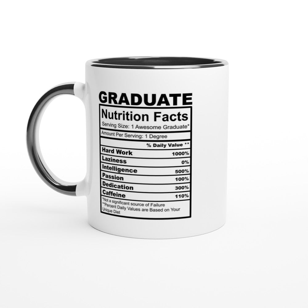 Graduate Nutrition Facts White 11oz Ceramic Mug with Color Inside - The Gifted Man