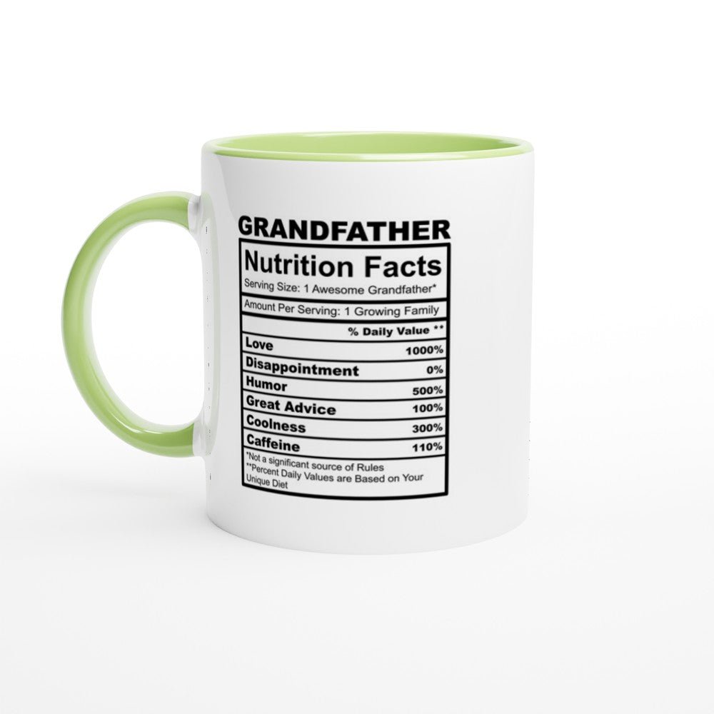 Grandfather Nutrition Facts White 11oz Ceramic Mug with Color Inside - The Gifted Man