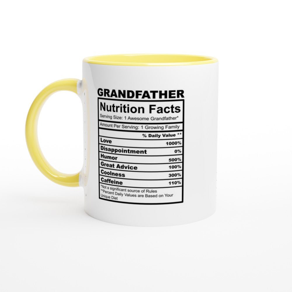 Grandfather Nutrition Facts White 11oz Ceramic Mug with Color Inside - The Gifted Man