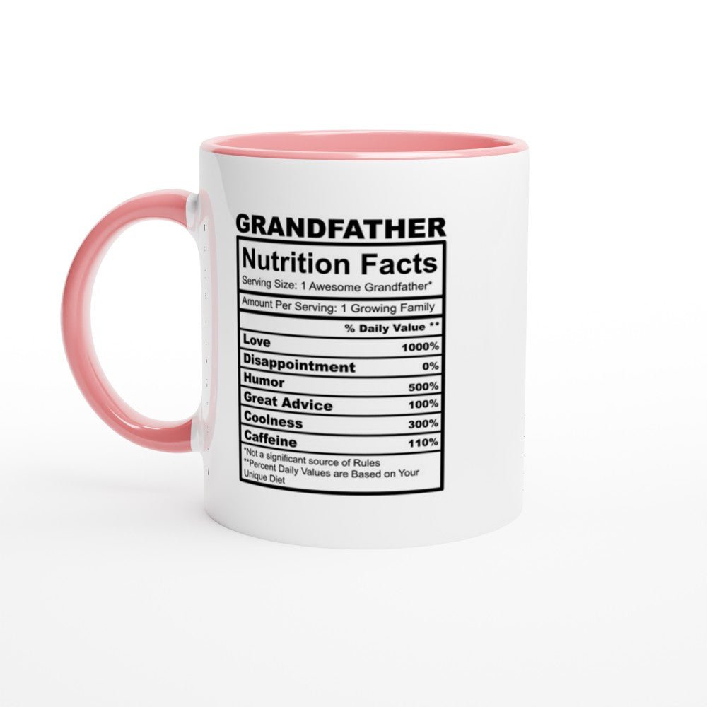 Grandfather Nutrition Facts White 11oz Ceramic Mug with Color Inside - The Gifted Man