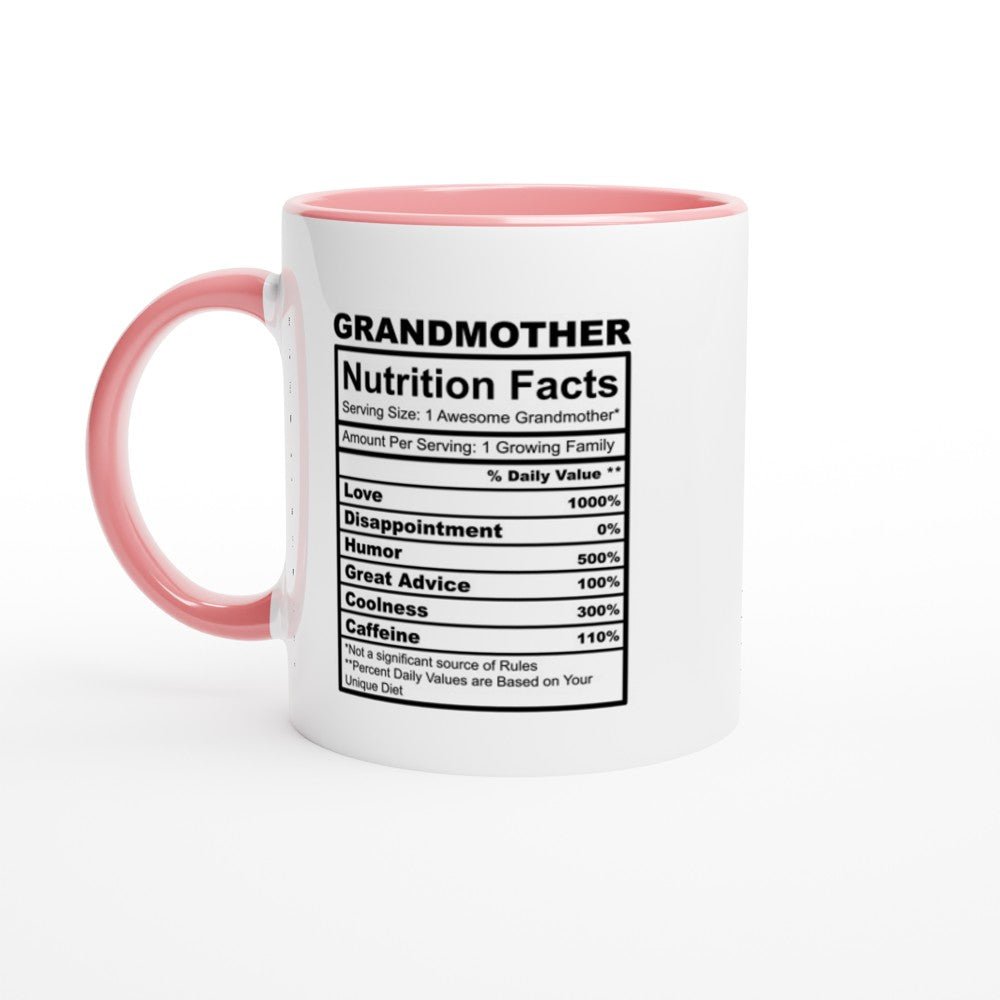 Grandmother Nutrition Facts White 11oz Ceramic Mug with Color Inside - The Gifted Man