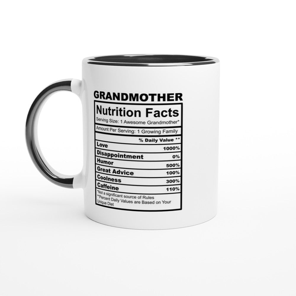 Grandmother Nutrition Facts White 11oz Ceramic Mug with Color Inside - The Gifted Man