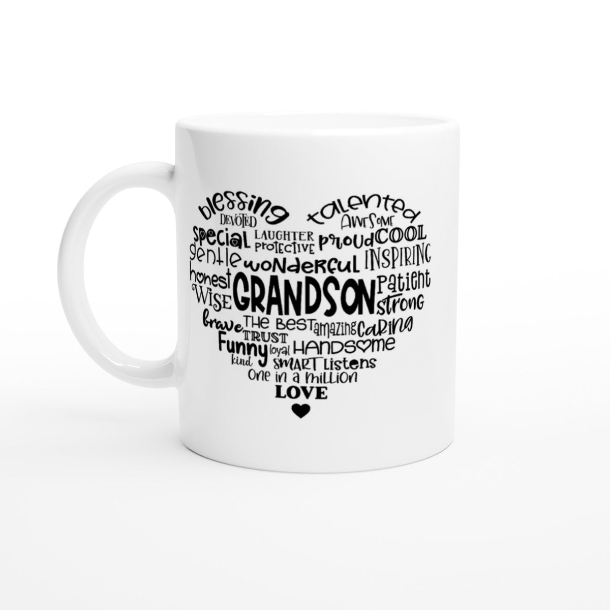 Grandson Heart White 11oz Ceramic Mug - The Gifted Man