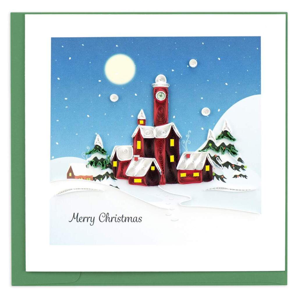 Quilled Santas Village Christmas Card