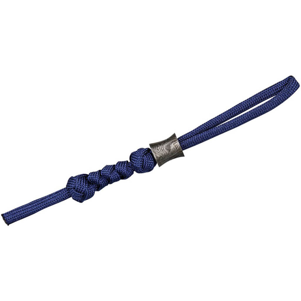 Grindworx DA13 Damascus Concave Barrel Bead Lanyard Blue - The Gifted Man