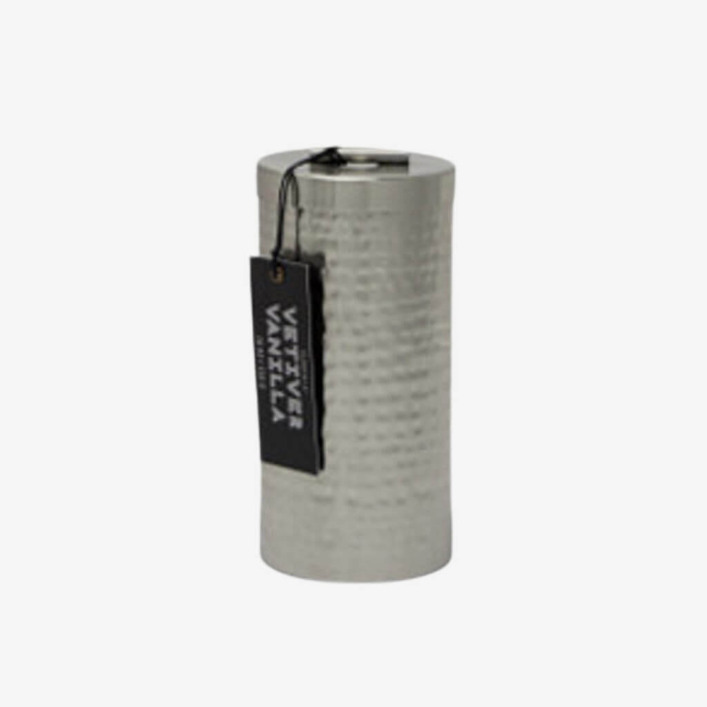 Hammered Silver Patina Pillar Candle Vanilla Vetiver - The Gifted Man