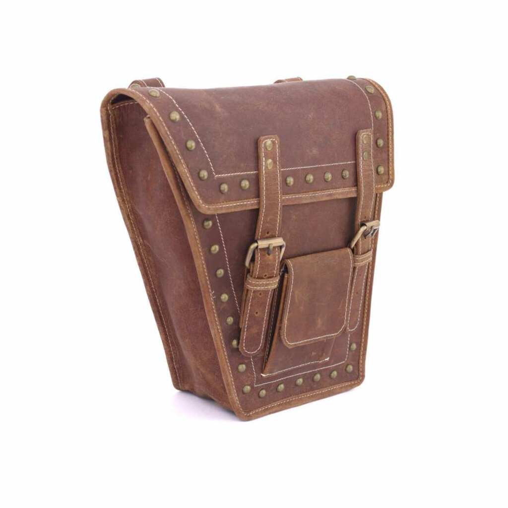Harley Leather Motorcycle, Bike Panniers Bags / Set of 2 / Brown - The Gifted Man