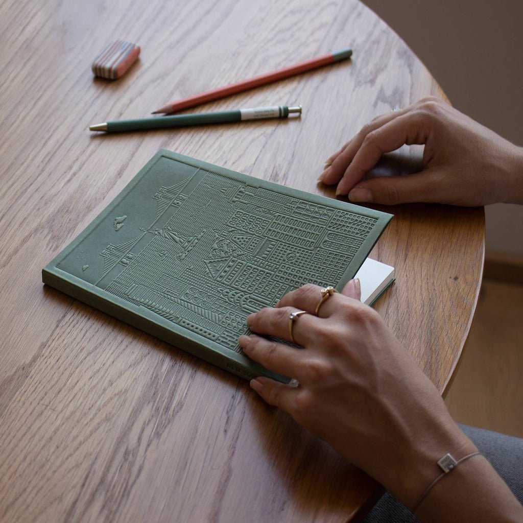 Hello World Embossed Notebook - Green - The Gifted Man