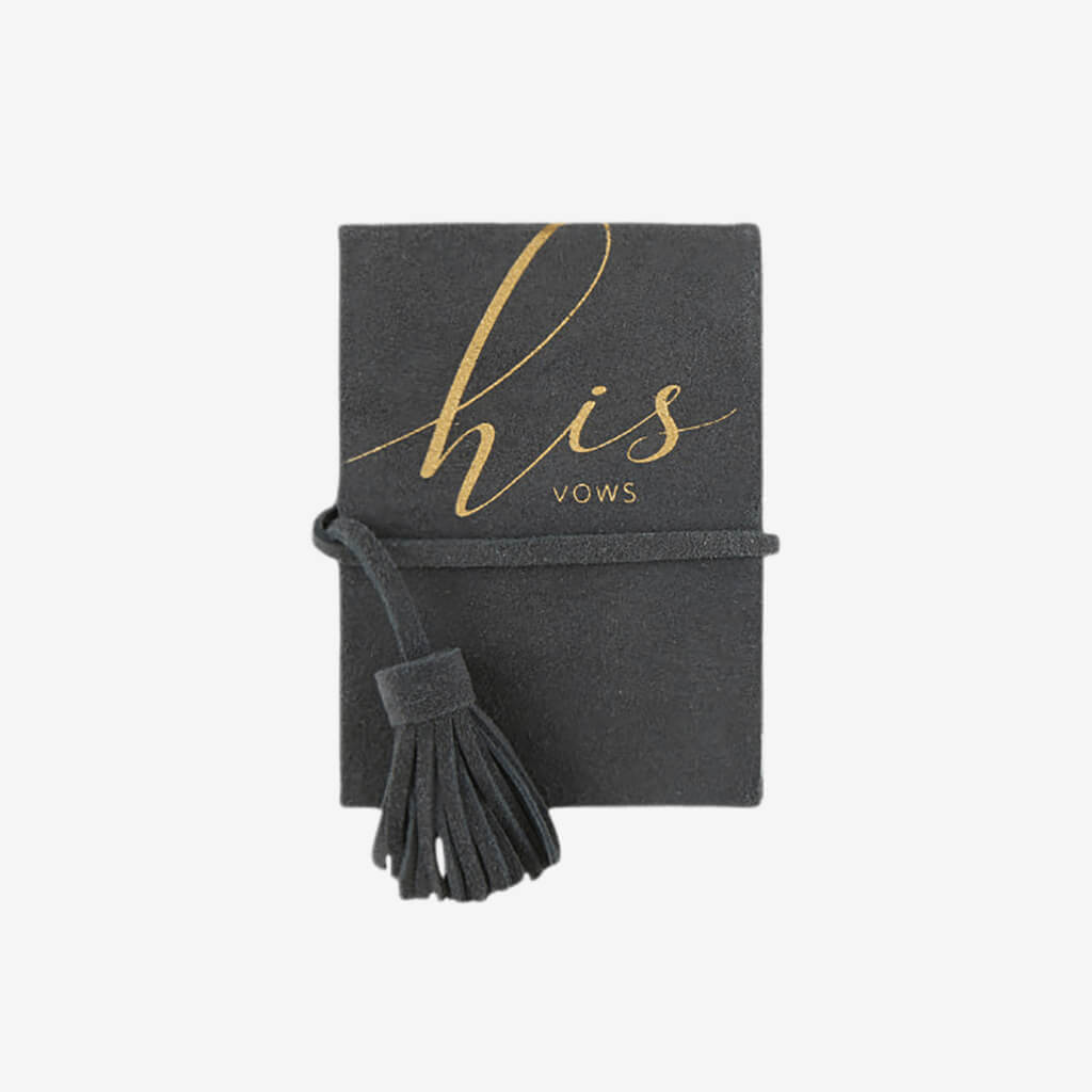 He will be ready to say &quot;I Do&quot; with this perfect sized suede vow book. Gold foil detailing creates a classic look. Plenty of pages to write and treasure for years to come.
