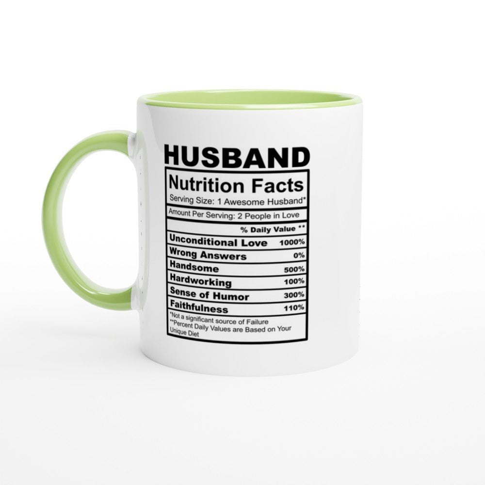 Husband Nutrition Facts White 11oz Ceramic Mug with Color Inside - The Gifted Man