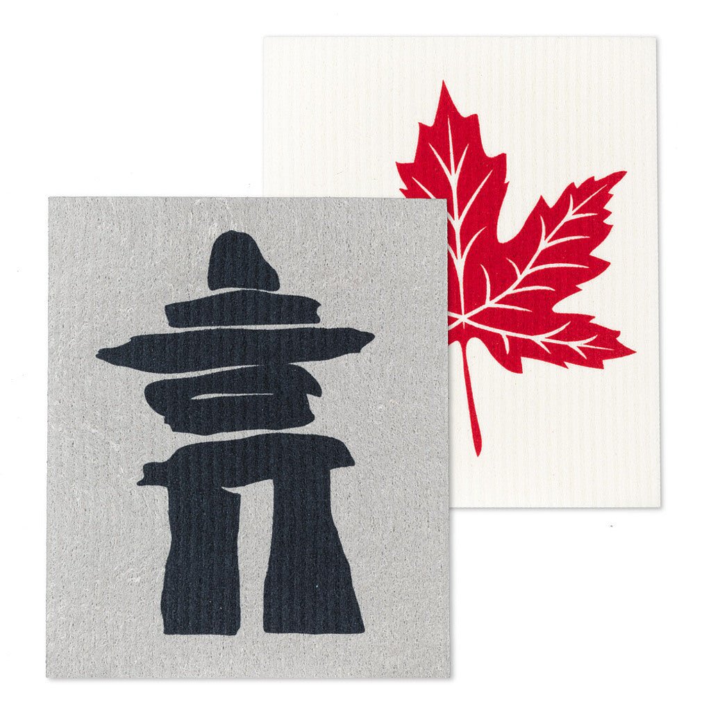 Inukshuk &amp; Maple Leaf Dishcloths. Set of 2 - The Gifted Man