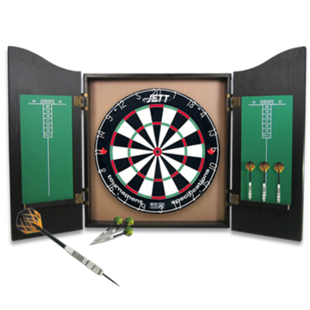 Jett Black Knight Dartboard &amp; Cabinet Set - The Gifted Man
