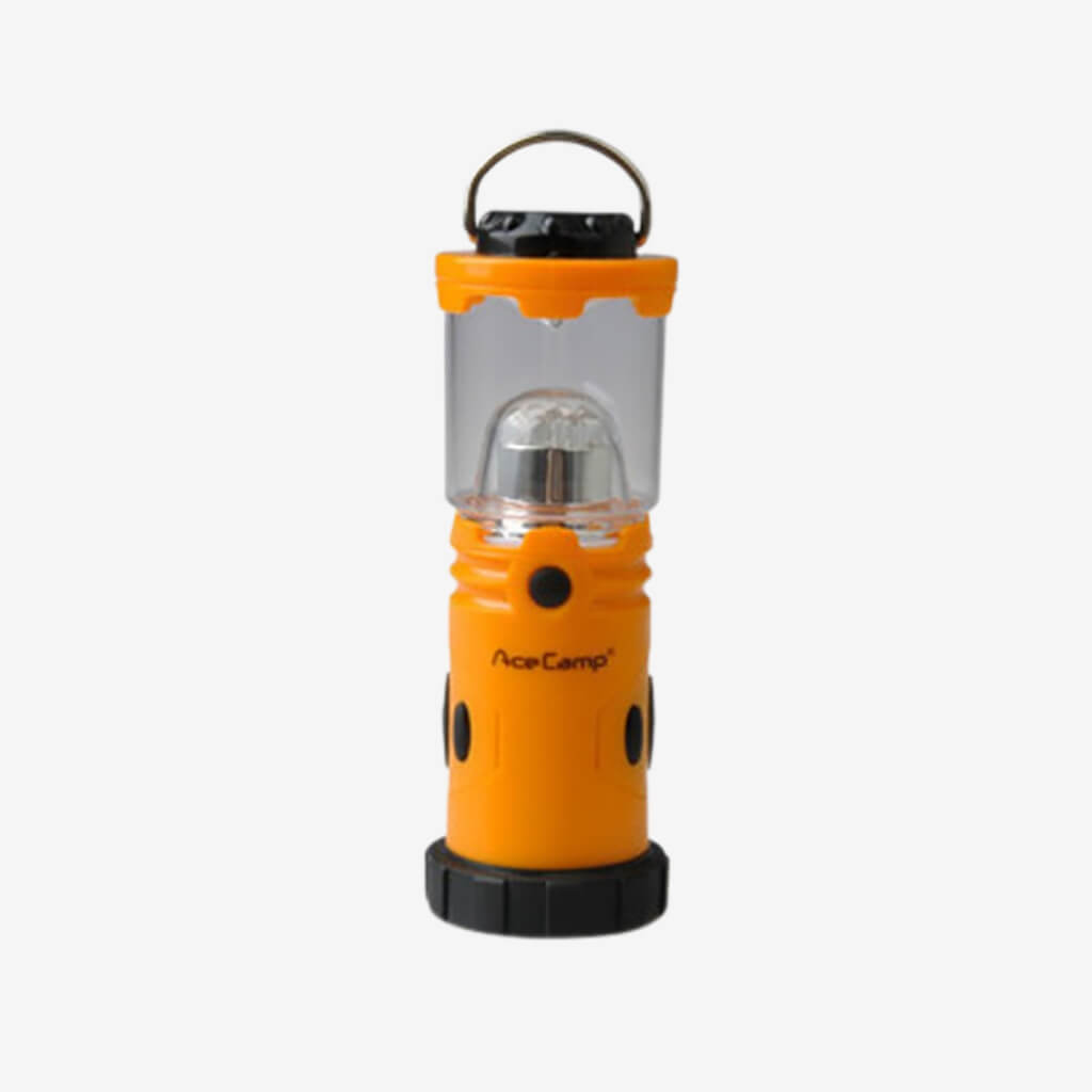 Let the handy AceCamp LED Lantern light the way on your next camping adventure. This AceCamp pocket Lantern has a sturdy, weather-resistant construction that can withstand the outdoor elements. The LED pocket lantern is also useful at home in the yard, garage, attic and basement, or keep it in the car in case of emergency. Sturdy and portable All provide excellent lighting Built-in reflector spreads light evenly Rubber-coated base for extra impact resistance