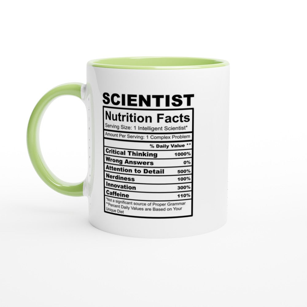 Scientist Nutrition Facts White 11oz Ceramic Mug with Color Inside