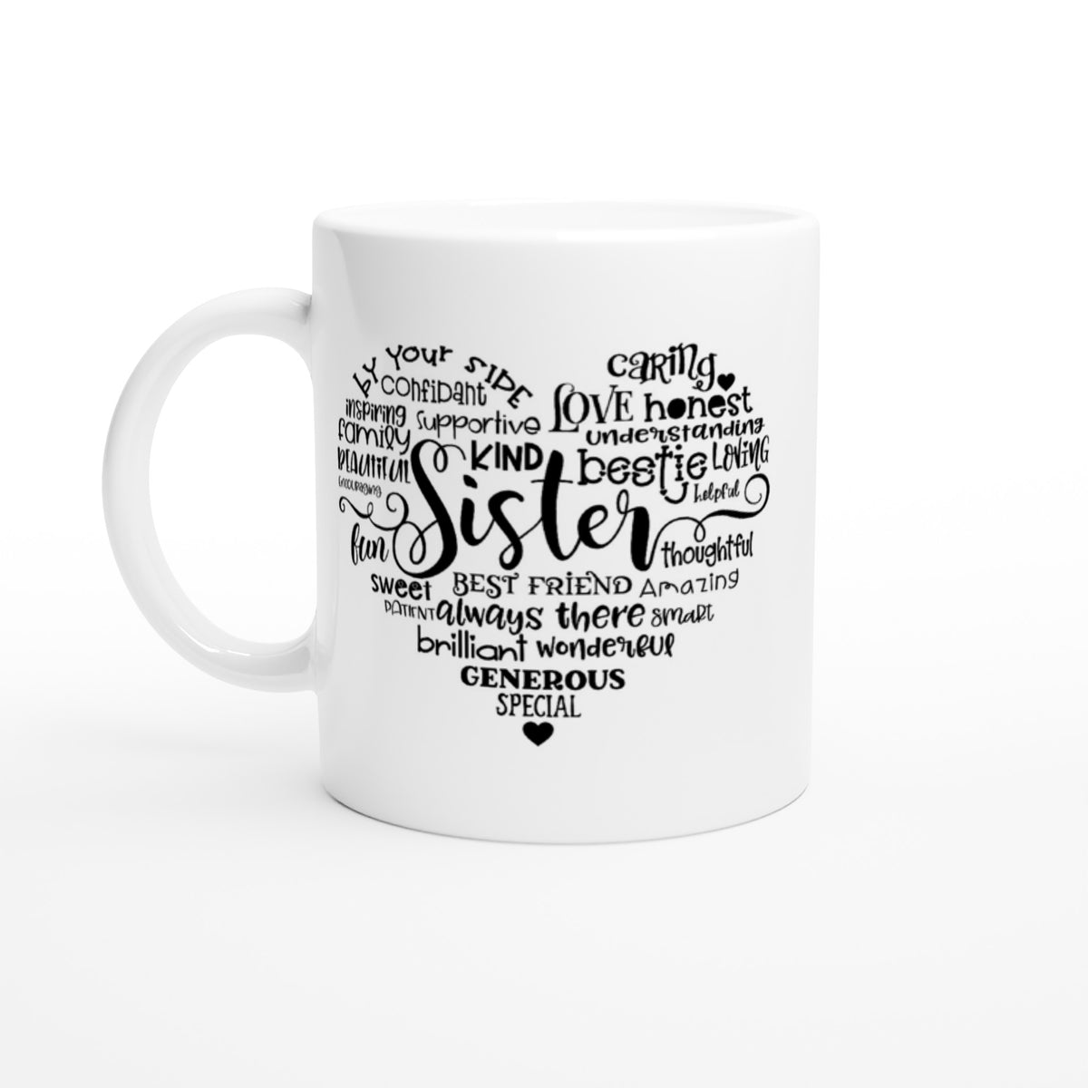 Sister Heart White 11oz Ceramic Mug