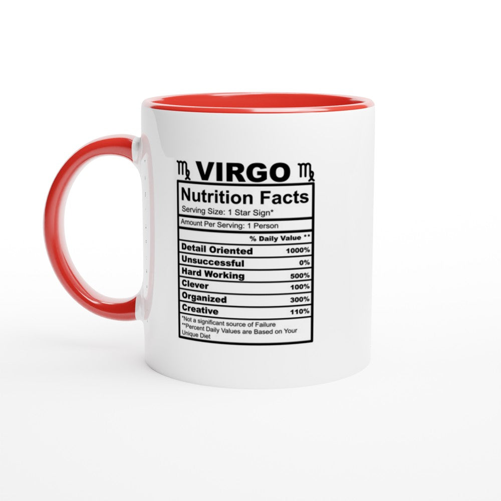 Virgo Nutrition Facts White 11oz Ceramic Mug with Color Inside