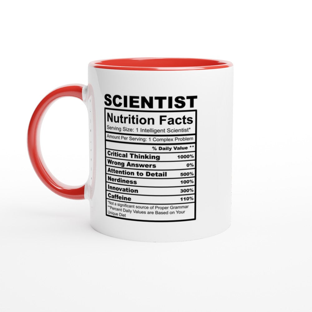 Scientist Nutrition Facts White 11oz Ceramic Mug with Color Inside