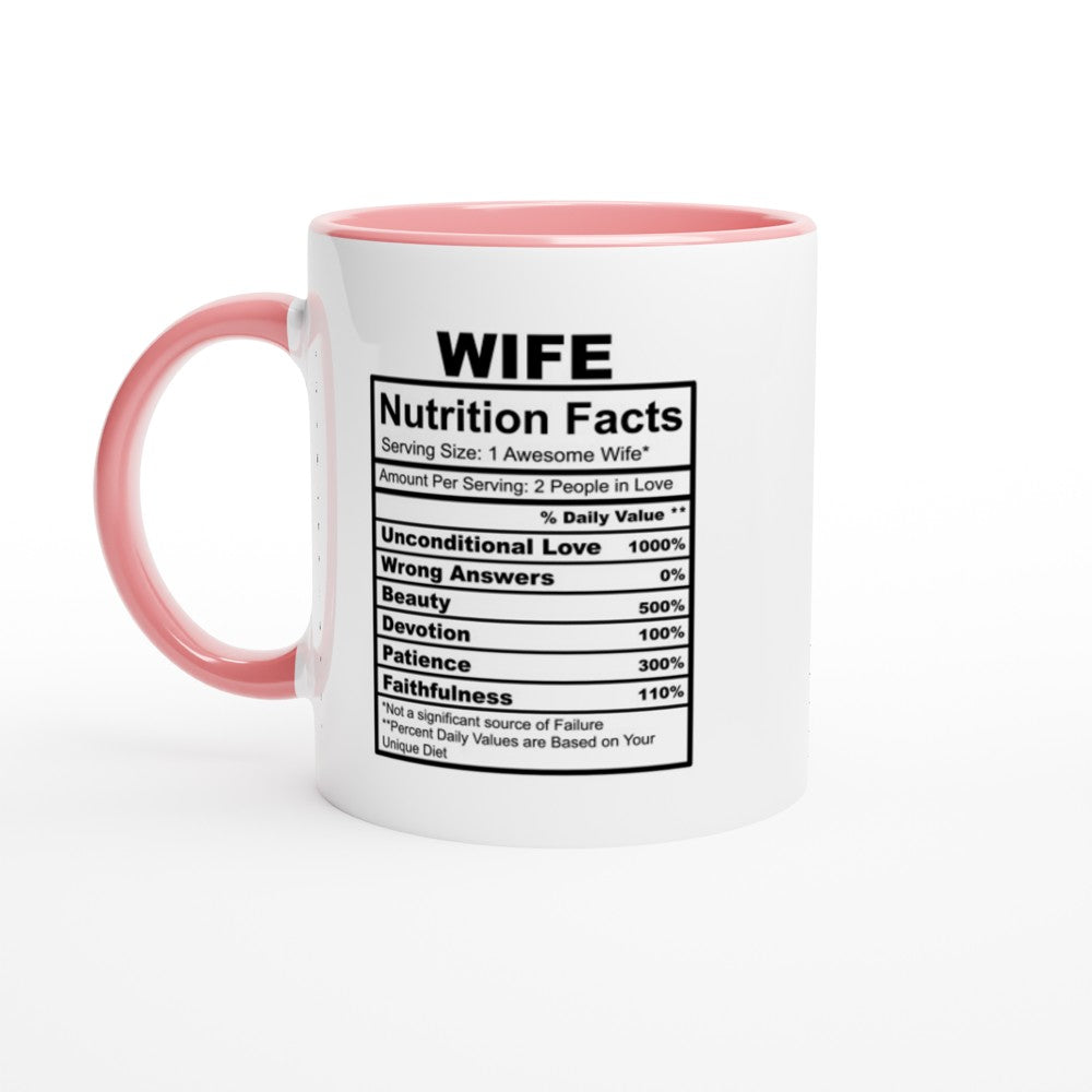 Wife Nutrition Facts White 11oz Ceramic Mug with Color Inside