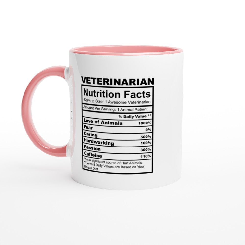 Veterinarian Nutrition Facts White 11oz Ceramic Mug with Color Inside