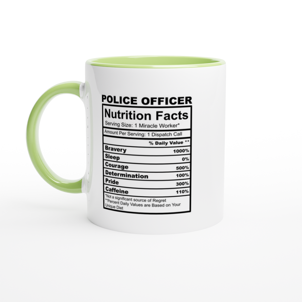 Police Officer Nutrition Facts White 11oz Ceramic Mug with Color Inside
