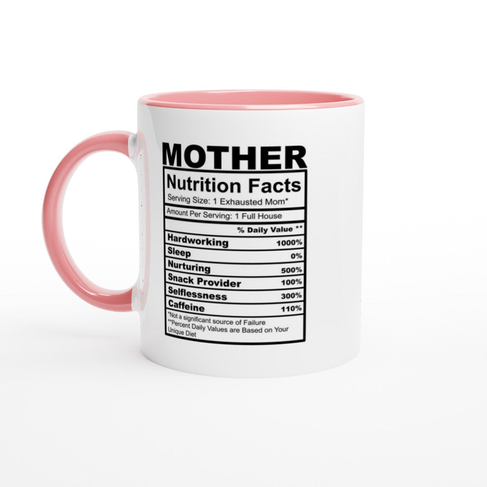 Mother Nutrition Facts White 11oz Ceramic Mug with Color Inside