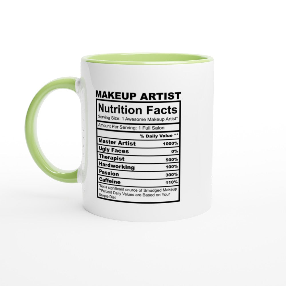 Makeup Artist Nutrition Notes White 11oz Ceramic Mug with Color Inside