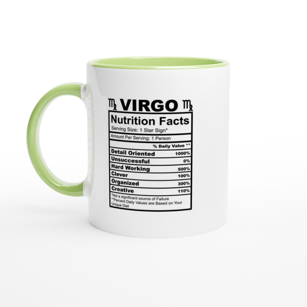 Virgo Nutrition Facts White 11oz Ceramic Mug with Color Inside