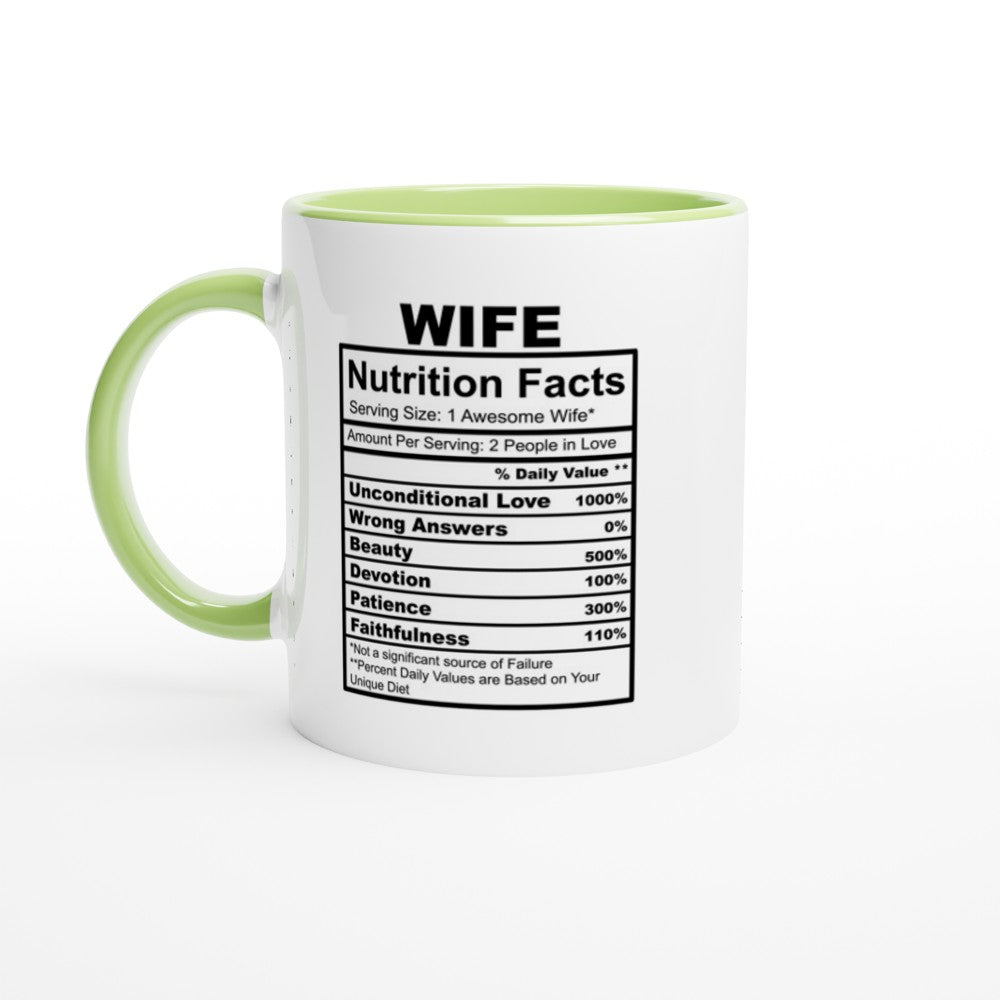 Wife Nutrition Facts White 11oz Ceramic Mug with Color Inside