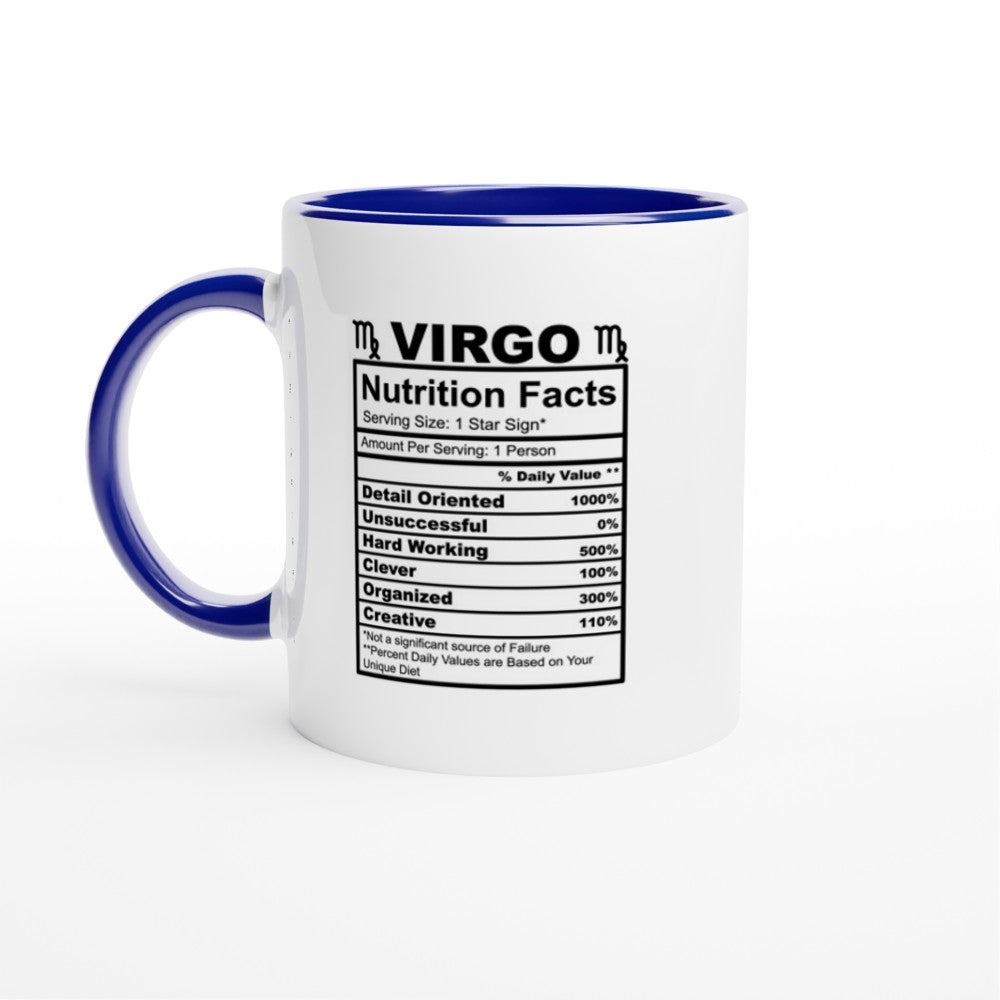 Virgo Nutrition Facts White 11oz Ceramic Mug with Color Inside