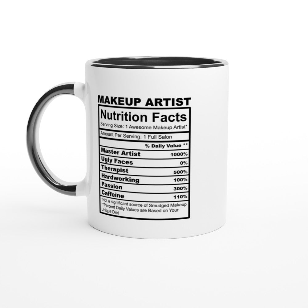 Makeup Artist Nutrition Notes White 11oz Ceramic Mug with Color Inside