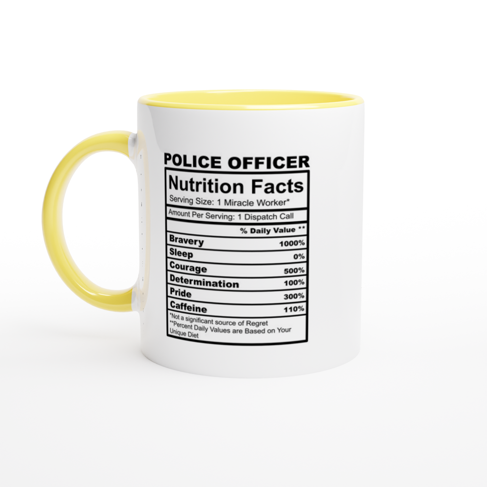 Police Officer Nutrition Facts White 11oz Ceramic Mug with Color Inside