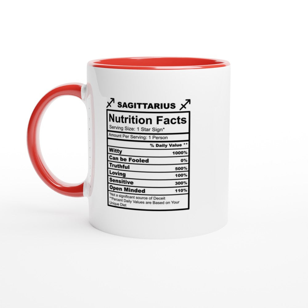 Sagittarius Nutrition Facts White 11oz Ceramic Mug with Color Inside